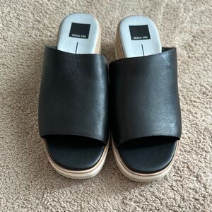 Dolce Vita Black Leather Slide Sandals